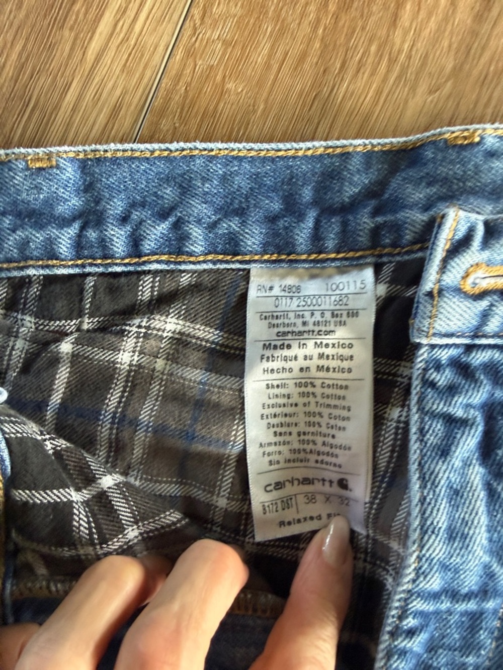 Carhartt Men's Relaxed Light Blue Denim Work Jeans- flannel lined 38x32 - Picture 2 of 6